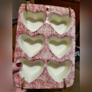 Chaparrel Pottery Heart-Shaped Ceramic Muffin Tray With Hanger